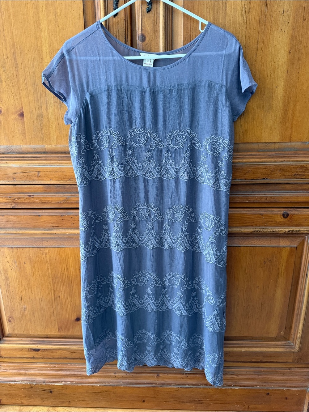 Sundance Dusty Blue Embroidered Midi Dress
